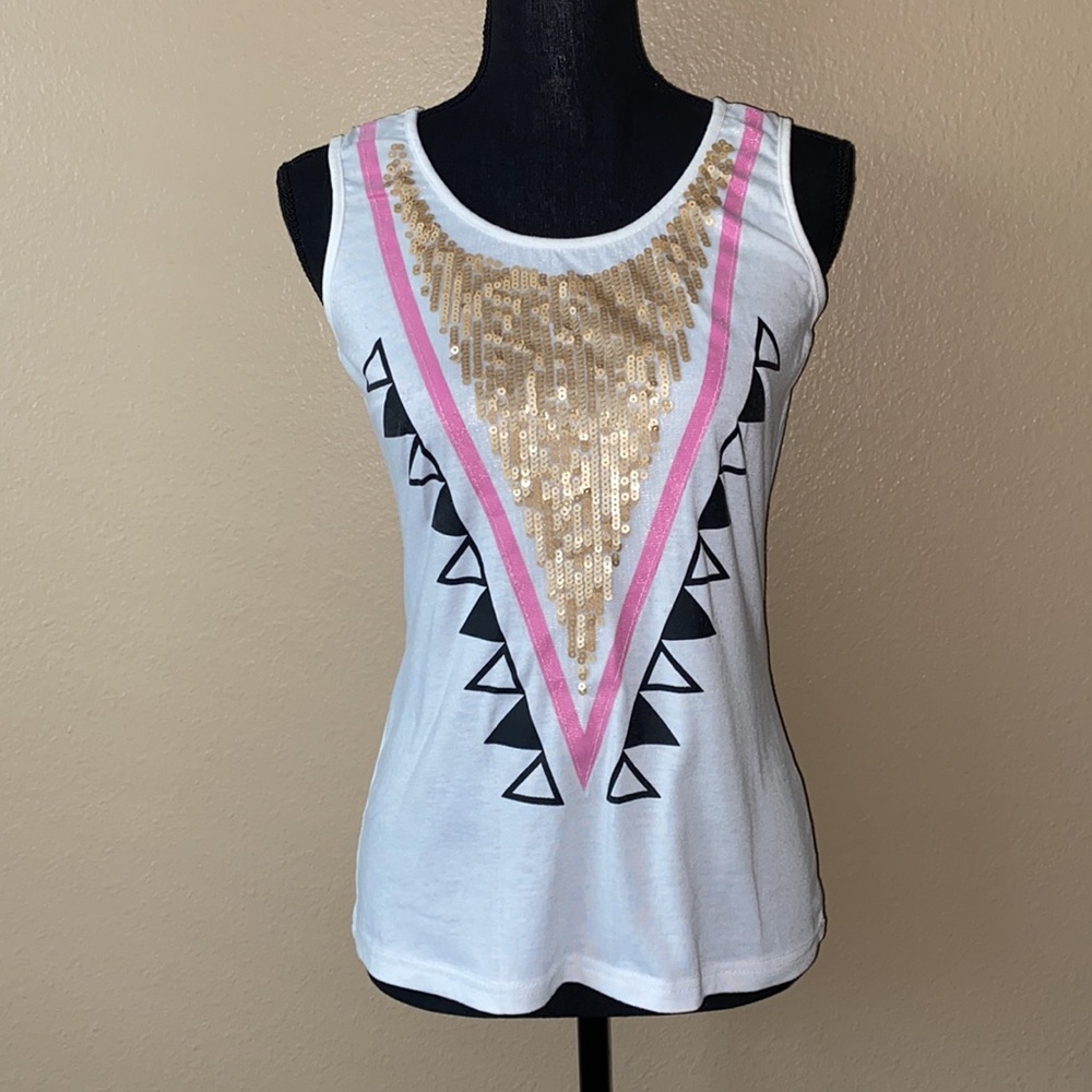 Gold Sequins Triangle Pattern Tank